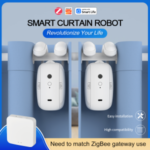 Tuya Smart Zigbee Curtain Motor with Hooks for Rome Track Smart Curtain Pusher Robot Support Siri Google Home AlexaVoice Control