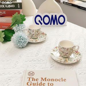QOMO Special Shape Ceramic Cup and Saucers Set - 鼓形陶瓷二小杯套