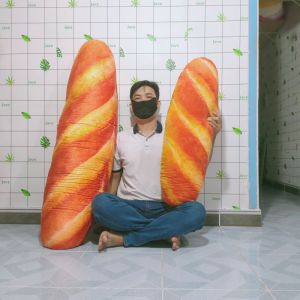 GỐI TỰA TRANG TRÍ IN 3D HÌNH BÁNH MÌ GỐI ÔM NGỦ HÌNH BÁNH MÌ NHIỀU SIZE 100% GÒN MỀM MẪU MỚI