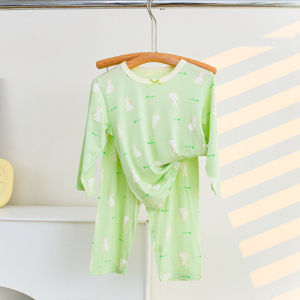 Childrens Summer Home Clothes Set Full Print Sleeveless Air Conditioned Suit Nine Points Sleeve Boys Girls Clothing Set