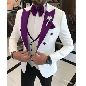 Elegant 3 Piece Men Suit Wedding Suit Single Breasted Lapel Business Blazer Vest  Pant Male Wedding Clothing