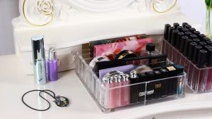 8 Slot Clear Acrylic Eyeshadow Organizer | Makeup Palette Holder Vanity Table