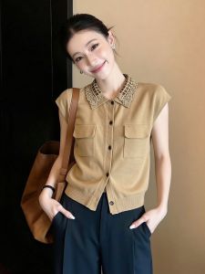 AIYITI | Vintage Lace Peter Pan Collar Short Sleeve Knitwear Womens Top