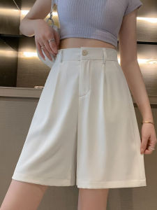 Quần Short Vest Trắng Cho Nữ Mùa Hè Ngoài Trời Cạp Cao Quần Dài 5 Inch Quần Chữ A Vải Lụa Băng Quần Dài Thường Ngày