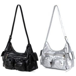 Women Leather Hobo Bag with Spacious Interior and Multiple Pockets Stylish for Daily Commuting in Black