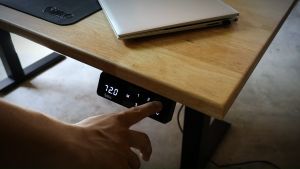 POKO Height Adjustable Standing Desk made of Solid Rubberwood and Dual Motor Mechanism Metal Leg durable for working study customisable