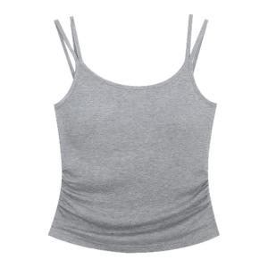 Korean Style White Camisole Top Female Sleeveless Versatile Chest Pad Beauty Back