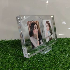 Acrylic Album Card Holder Clear High Definition Double Display Stand for Instant Photo Izone Entertainment Collectible Cards