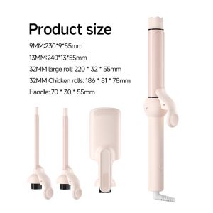 MinHuang | 4 in 1 Hair Curler Set Manual Curling Iron with 4 Interchangeable Ceramic Barrels Hair Styling Tools for All Hairstyles