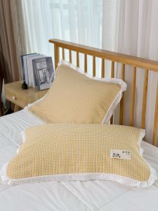 Khăn Trải Giường Kiểu Nhật Viền Hoa Bằng Cotton Nguyên Chất Dùng Cho Người Lớn Chống Dầu Đầu Chất Lượng Cao Kích Thước 52*78