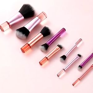 10pcs Pink Short Handle Portable Makeup Brush Set with Storage Bag Including Blush Brush Loose Powder Brush Eyeshadow Brush Full Set Beauty Makeup Tools