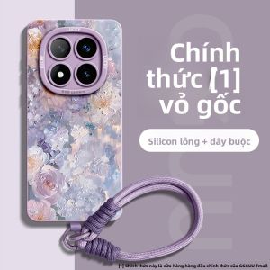 Ốp lưng GGUU cho Xiaomi Redmi Note14 15 Pro bằng silicon họa tiết hoa sơn dầu có móc treo