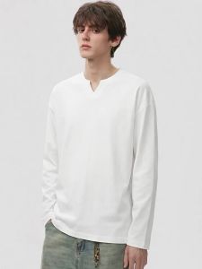 JEENSYIU | Áo Thun Cotton Cổ V Nam Phong Cách Bỏng Rộng