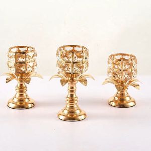 Golden Crystal Candle Holder/Candlestick Party Ornaments Wedding Candelabra Romantic Dinner Table Sparklers Decor Candelabra Tealight Candlestick