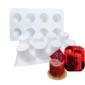 French Style Silicone Baking Mold Cylindrical 8 Linked High New Years Firecrackers Spring Festival Cake DIY Baking Tools