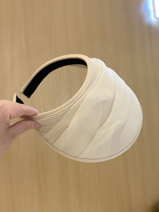 Instafamous Hairband Topless Hat Womens Holiday Vacation Pleated Yarn Sun Hat Summer K-style All-Matching Youthful-Looking Sun Protection Sun Hat