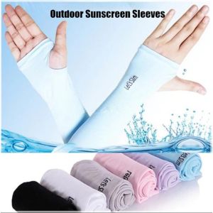 ที่คลุมปลอกแขนกันแดดผ้าไหมน้ำแข็งฤดูร้อนถุงมือยาวฝาครอบข้อศอกกลางแจ้งปั่นจักรยานวิ่งตกปลาขับรถปลอกแขนกันยูวีสุดเท่