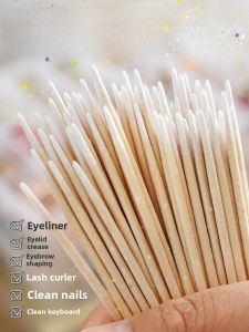 Sharp Tip Cotton Swabs Tattoo Makeup Eye Liner Beauty Toothpick Ultra Fine Dipped Fat Free Mini Wooden Stick Cleaning Cotton Swabs