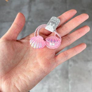 Cute Small Pearl Shell Hair Ties for Girls Cartoon Style Children Accessories Hair Bands Elastic Band with Leather Cover