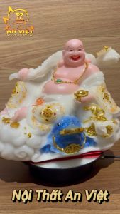 Tượng Phật Di Lặc Như Ý Màu Xanh Ngọc- Ngang 30cm - PDL2501