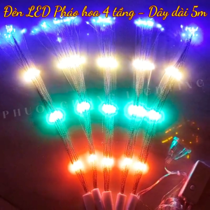 Dây Đèn LED Trang Trí Pháo Hoa Bộ 5 Chùm - 4 tầng Màu Vàng Đủ Màu Trang trí Siêu Đẹp