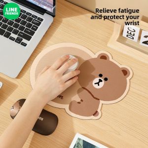 Cute Brown Bear Mousepad for Office Use Womens Computer Desk Wrist Support Pad Rubber Material Hand Rest Ergonomic Design
