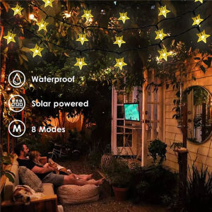 Vimite Christmas Tree Light Solar LED Star String Lights 5/12/22/32M Outdoors Twinkle Fairy Lights Waterproof Star Twinkle Lights for Lawn Gardens Patio