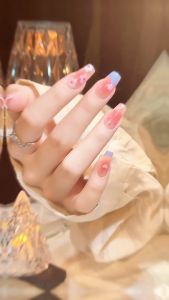 【FREE SHIPPING FREE GLUE】24PCS White Fake Nails Set With Glue French Nail Art Wedding Acrylic False Finger Nail