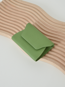 Lunia China Togo Top Layer Cowhide Short Wallet Genuine Leather Coin Purse Avocado Green Drivers License Wallet Ins