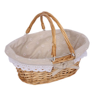 Portable Basket Rattan Woven Basket Storage basket with Dual Handles Multipurpose Portable Basket for Picnic Festival Activities