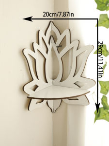 Lotus Crystal Corner Shelf Wall Hanging Crystal Shelf Display White Wooden Wall Shelves Floating Shelf Home Decorations Bedroom
