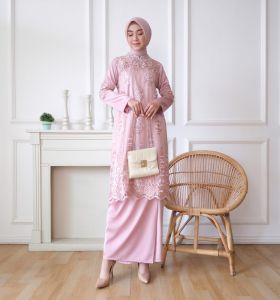 COD-STELAN ROK ARYA DRESS TERBARU APLIKASI PAYET MUTIARA BAHAN TILLE BROKAT MIX SATTEN ROBERTO PREMIUM