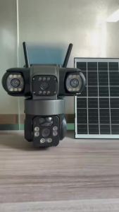 8K 12MP Triple 3 Lens 3 Screens WiFi Solar Camera Outdoor Wireless Auto Tracking 4G Solar CCTV V380 Pro