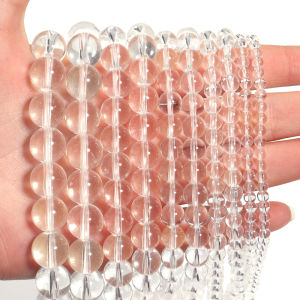 1 Strand White Clear Glass Beads Smooth Transparent Round Beads Loose Spacer Bead For DIY Jewelry Making Bracelet Necklace