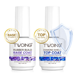 Bộ Sơn Móng Tay TWOING 15ml+15ml Gồm Lớp Nền Cao Su & Lớp Phủ Bóng Không Cần Lau Hiệu Ứng Kim Cương Gel Tạo Khối Sử Dụng Đèn UV/LED Dễ Tẩy Bền Lâu