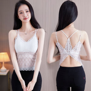 Lace Crop Top Womens Inner Wear Spring Summer Outerwear Beautiful Back Bralette Tank Top Pure Desire Top Short Length Solid Color
