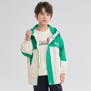 Mark Fairwhale | Letter Embroidered Windproof Hooded Childrens Jacket