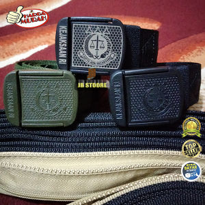 Sabuk KEJAKSAAN RI Logo Timbul Warna - Ikat Pinggang Nylon dengan Resleting - HITAM/HIJAU 125cm (RETAIL/GROSIR)