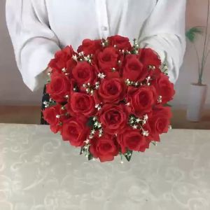 18PCS Romantic Rose DIY Red White Silk Artificial Fake Flower for Party Anti-droop Easy to Bend