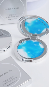 OCHEAL Blue Sky Cloud Makeup Powder Makeup Cream Compact Powder Oil Control Long Lasting Powder Waterproof And Sweat-Proof Lightweight And Breathable Matte Setting Powder With Mirror