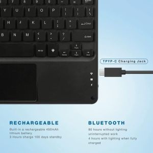 Universal 10inch Backlit Touchpad Keyboard For iPad Windows Android Portable Rechargeable Keyboards Portuguese/Spanish /Korean