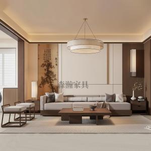 New Chinese Style Solid Wood Sofa Combination Living Room Office Hotel Sample Room Song Dynasty Aesthetic Homestay Furniture