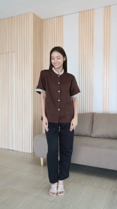 🚛🇹🇭The Bow เสื้อยูนิฟอร์มแม่บ้าน คอจีน มีกระเป๋า ใส่สบาย คล่องตัวทุกการเคลื่อนไหว มี 7 สี ครบไซส์ S-4XL