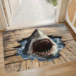 VIKAMA Shark Hole Entrance Door Carpet Anti Slip Wear Resistant Easy To Clean Carpet Ocean Style Home Decorative Rug