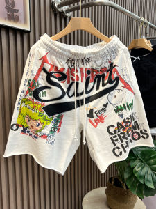 ชุดหลวมๆ สําหรับผู้ชาย การ์ตูน ฮิปฮอป เชือกรูด เอว ลำลอง กางเกงขาสั้น ฤดูร้อน อินเทรนด์ สตรีทแวร์ ใส่สบาย Cotton Sporty กางเกงขายาว