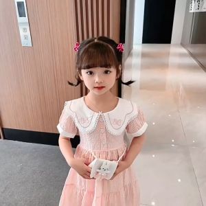 ชุดเจ้าหญิงของเด็ก เดรสเด็กหญิง ดีไซน์ปกตุ๊กตา ชุดเดรสผ้าชีฟองเด็ก หญิงใส่สบาย 24125