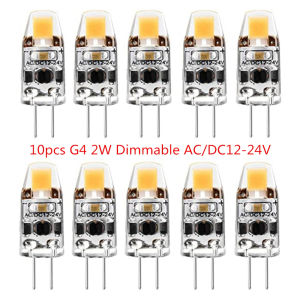 10pcs 2W G4 LED Dimmable Bulb AC/DC12-24V COB LED Light Replace Traditional of Halogen Bulb for Spotlight Chandelier