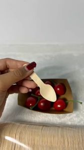 TREE ช้อนไม้ ช้อนชิม ใช้แล้วทิ้ง ขนาด7.5ซม. (แพ็ค100ชิ้น)