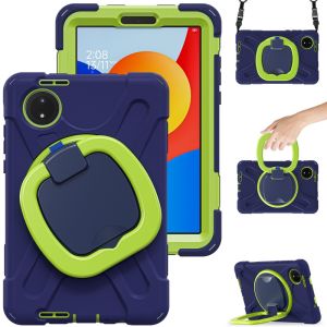 For Redmi Pad SE 8.7 inch Multi-Layer Protection Anti-Drop Shockproof Case Cover With 360° Rotating Hand Ring Kickstand Holder Built-in Pen Holder Come With Shoulder Strap