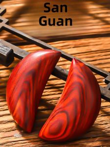 Red Sandalwood Sheep Horn Sacred Cup Yan Yang I Ching Tool for Worship Buddhist Altar Decorative Ornaments Chinese Style